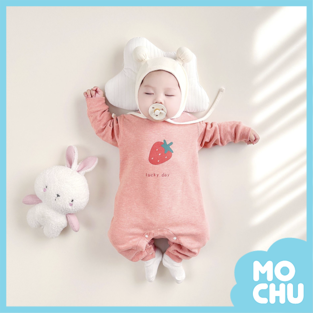 粉粉草莓長袖連身衣