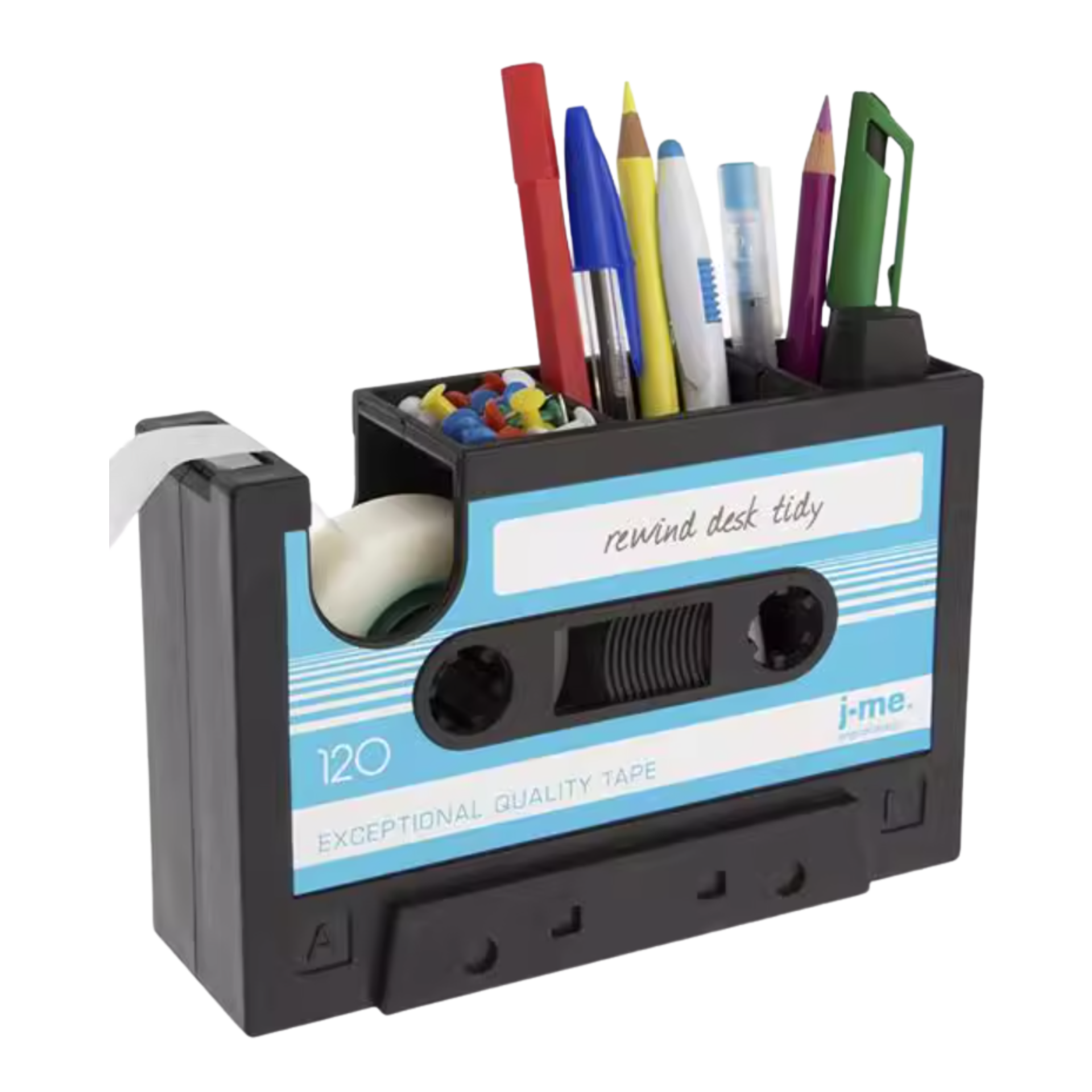 J-ME 多功能辦公桌復古磁帶卡式帶造型筆筒| 文具收納膠紙座| 實用型禮物| 聖誕禮物| 交換禮物