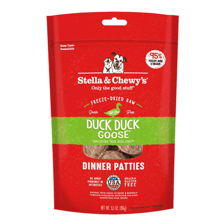 Stella's & Chewy's Freeze-Dried Raw Duck Duck Goose Dinner Patties．5.5oz/14oz/25oz