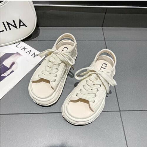Thick sole beach canvas sandals