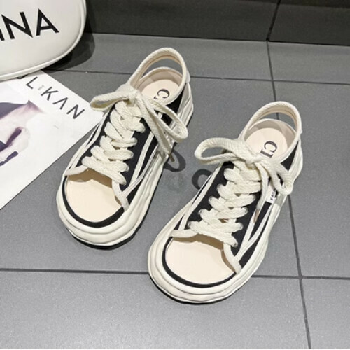 Thick sole beach canvas sandals