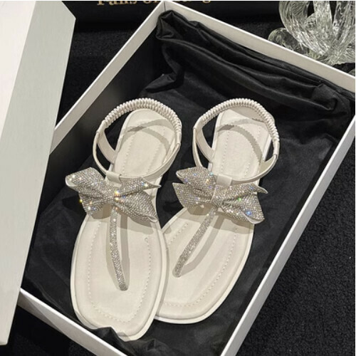 Bow thong flat sandals