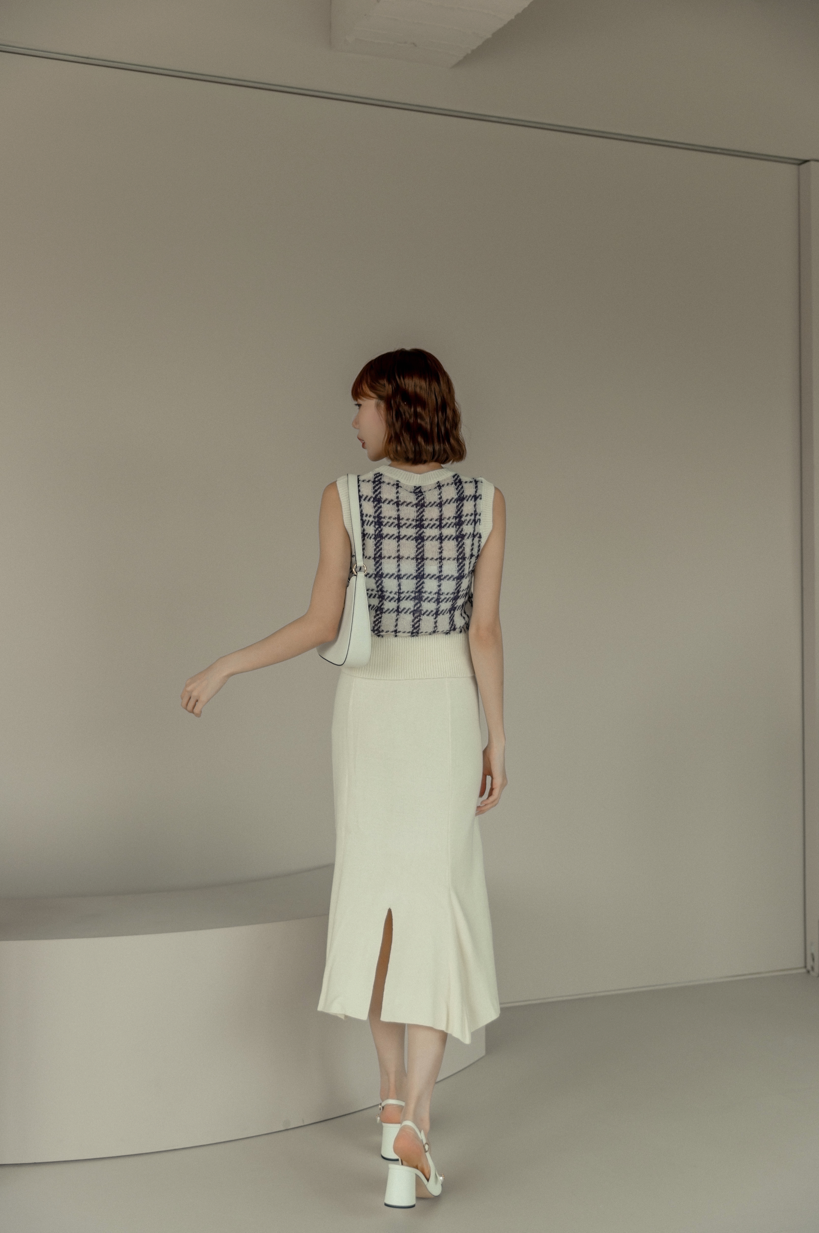 奶白針織魚尾裙