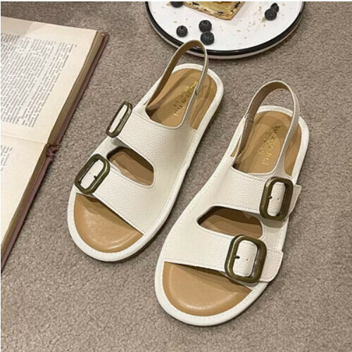 belt buckle flat sandals