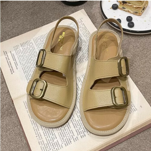 belt buckle flat sandals