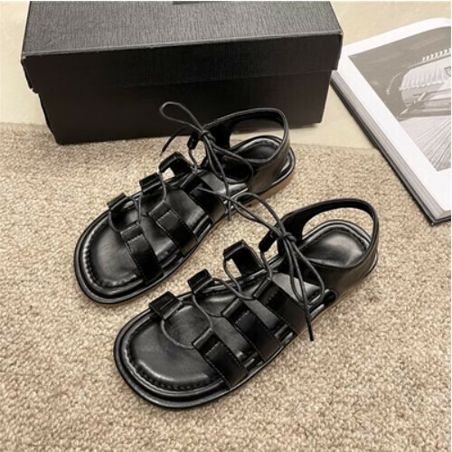 cross strap flat sandals