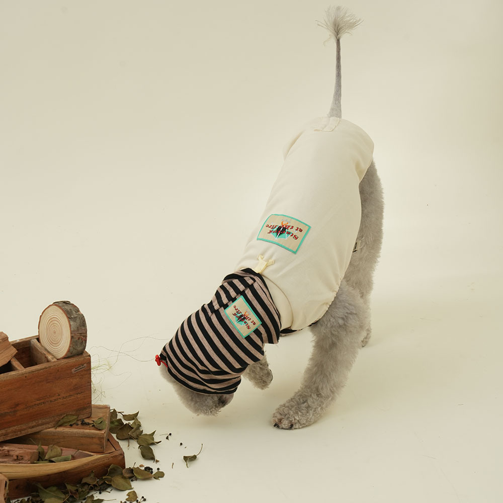 puppygallery｜米白條紋圍脖背心