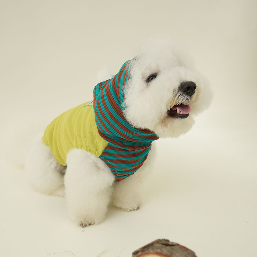 puppygallery｜藍綠條紋圍脖背心