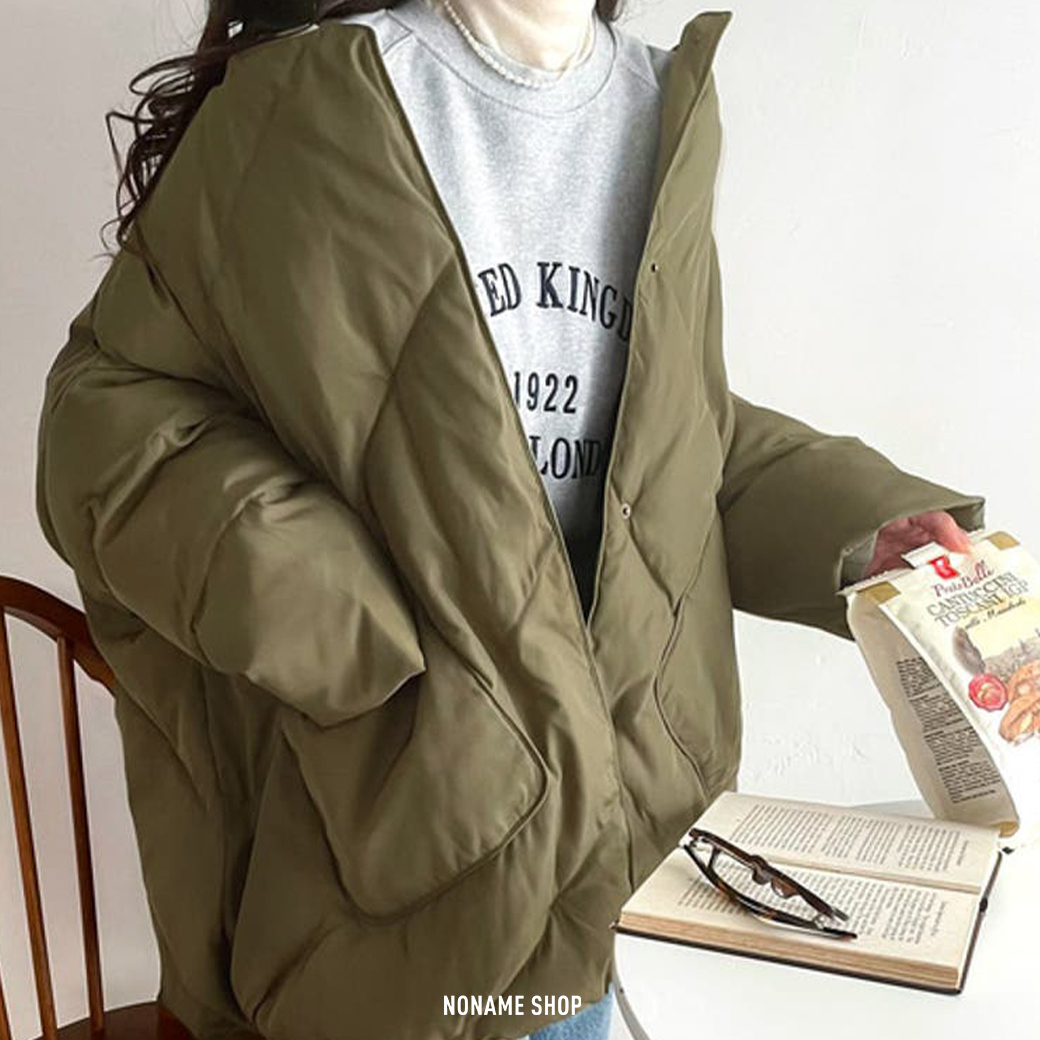 JAVA 無領 排扣 羽絨 外套 四色 (女款)