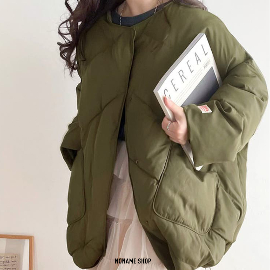 JAVA 無領 排扣 羽絨 外套 四色 (女款)