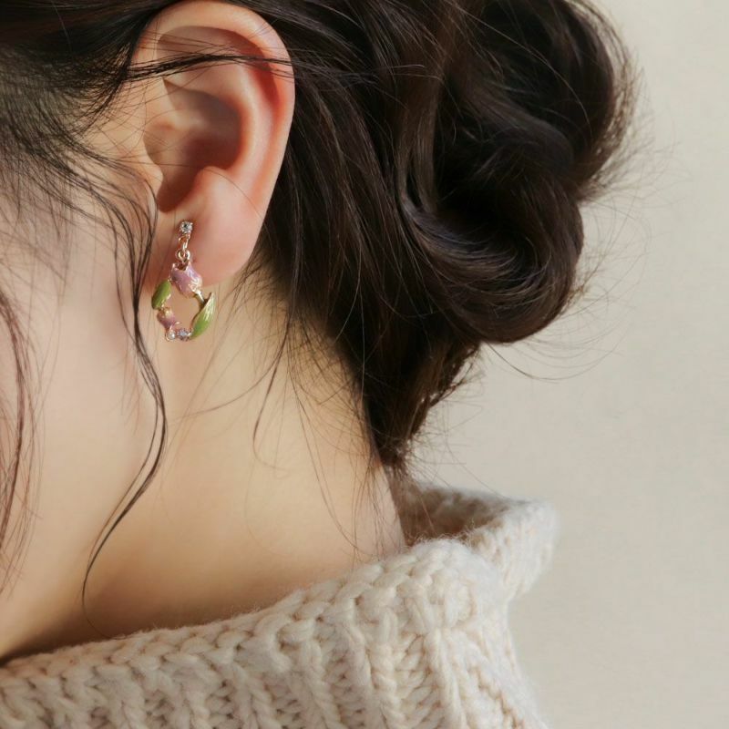 鬱金香耳夾耳環