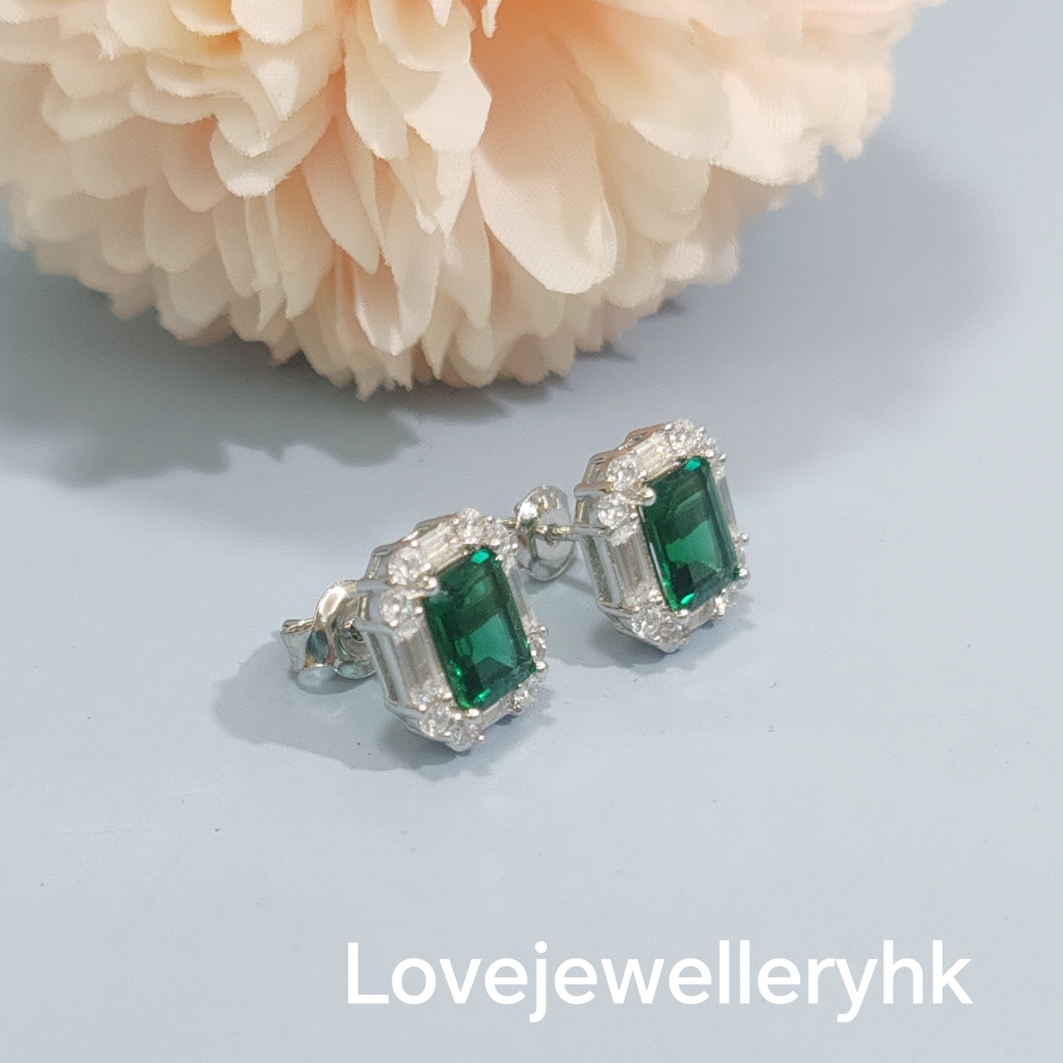 培育祖母綠耳環    GE026