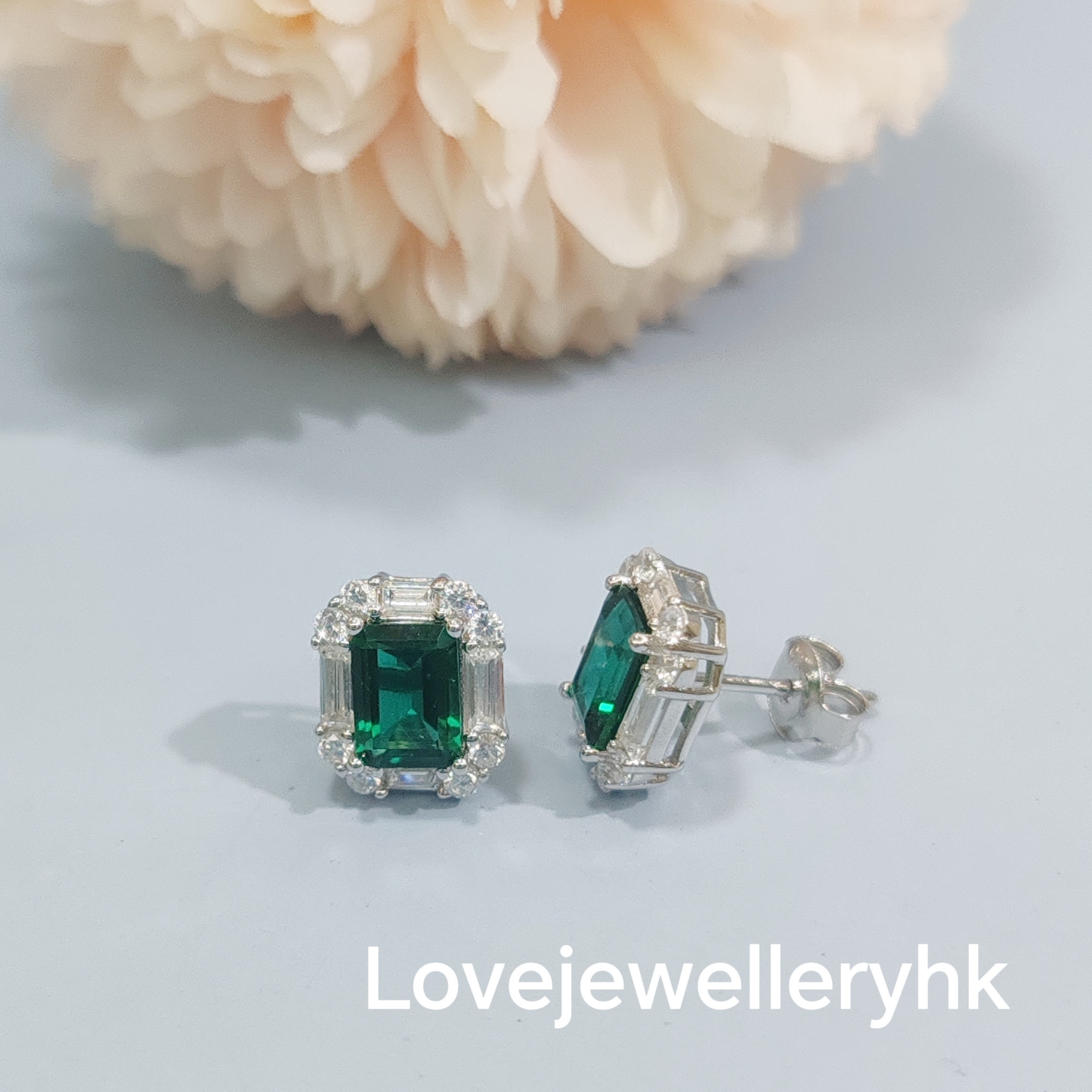 培育祖母綠耳環    GE026