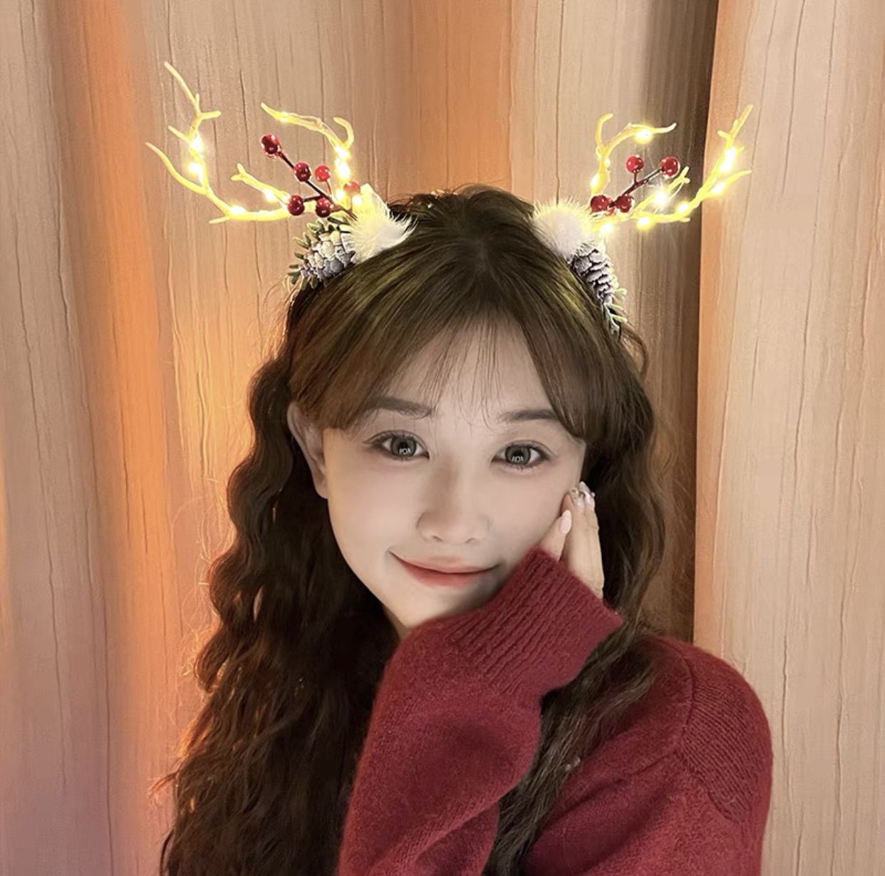 Reindeer Headband with Fairy Light