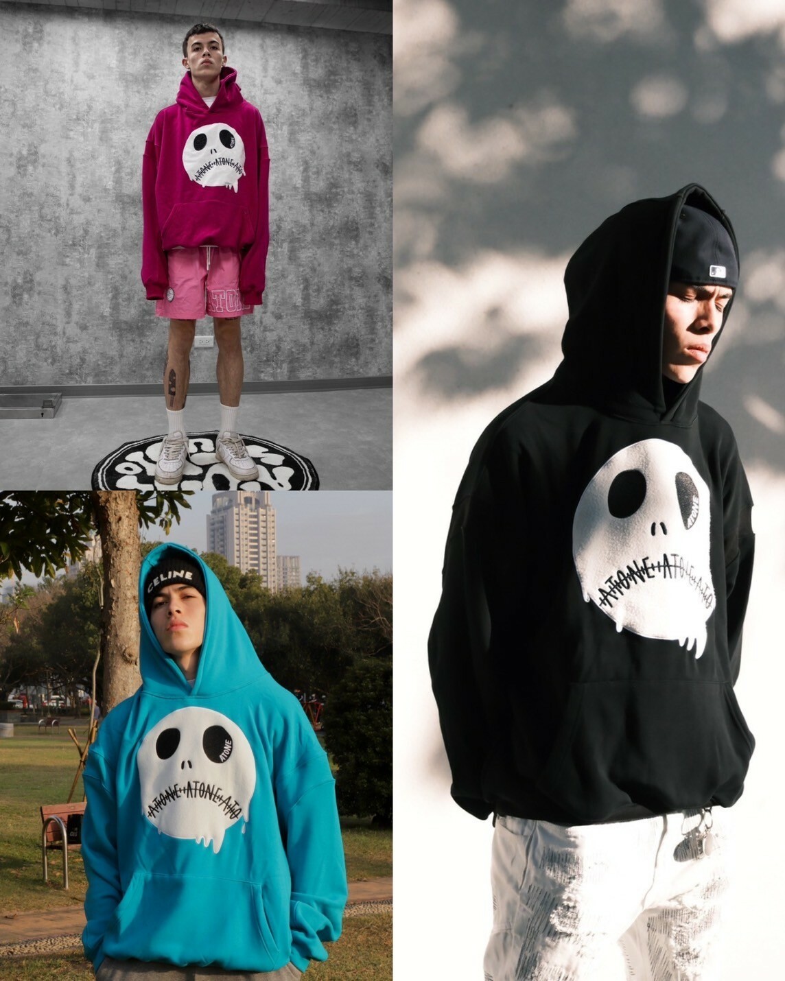 ATONE STUDIO 經典鬼臉Logo 立體發泡植絨 寬鬆帽T “the Atone Face”