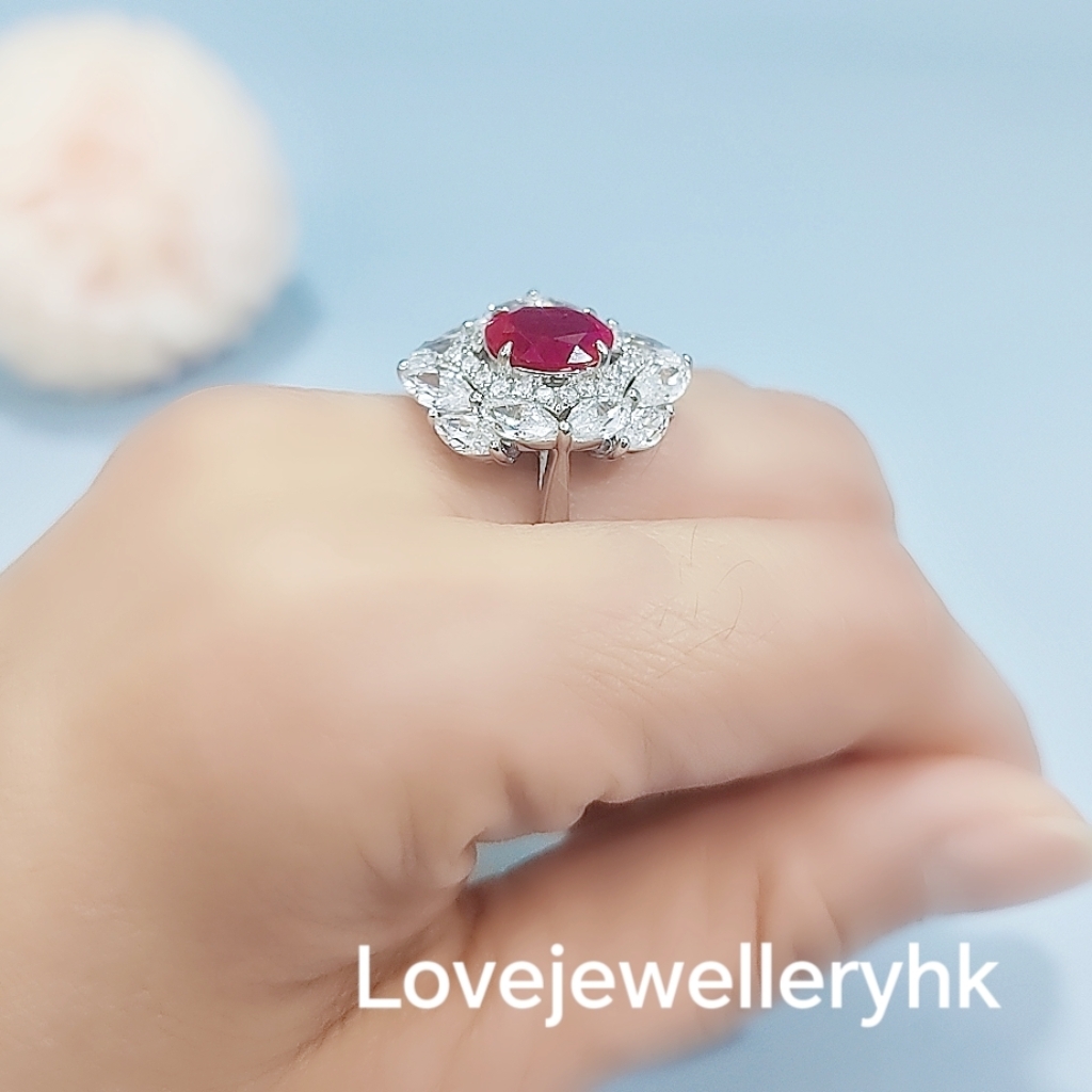 培育紅寶石 / 藍寶石戒指        GR015