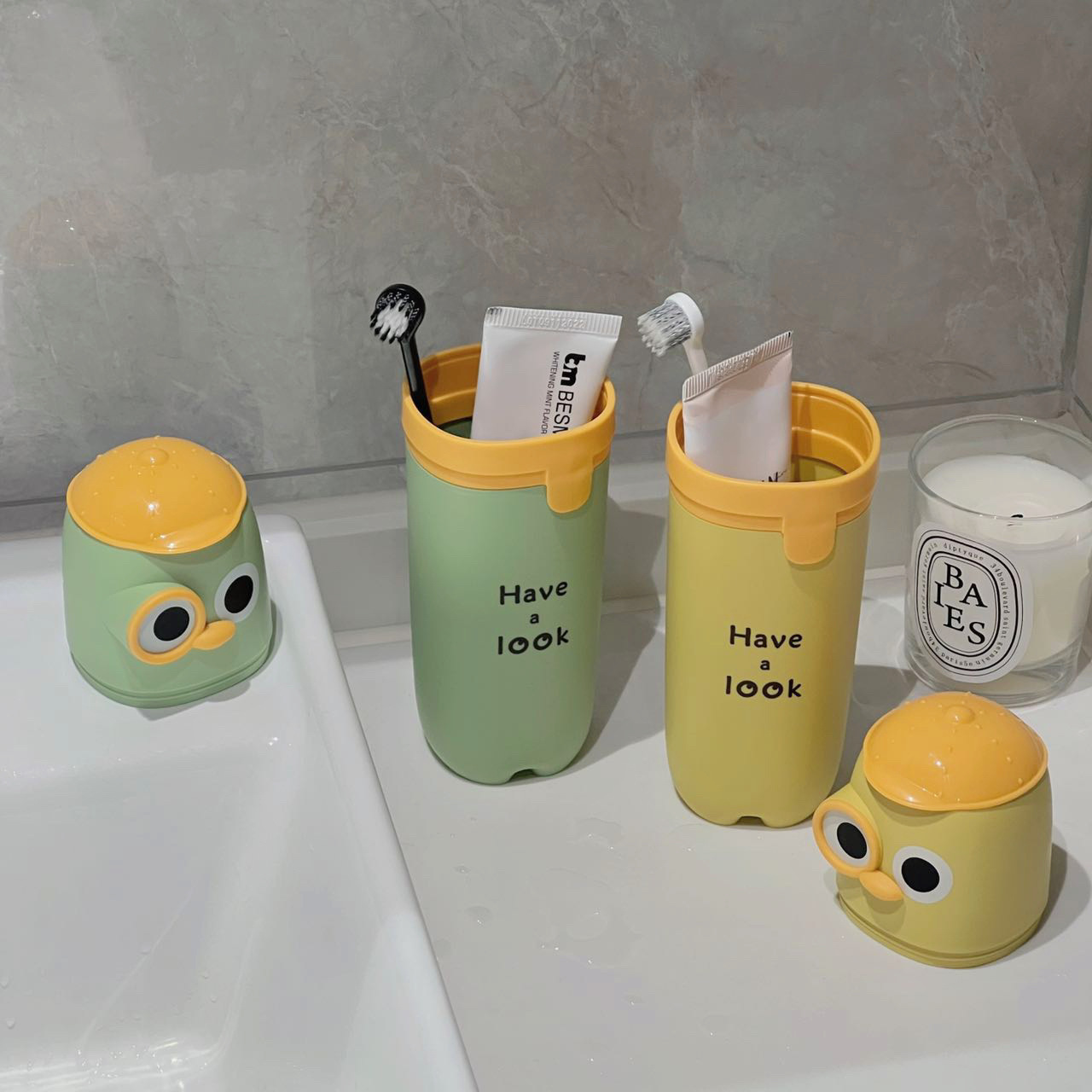 《3248》可愛大眼洗漱杯攜帶型收納
