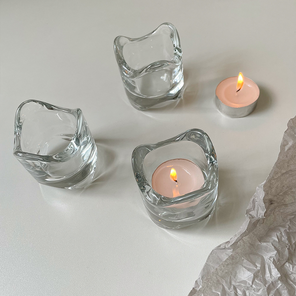 《3253》韓國波浪曲邊玻璃燭台裝飾