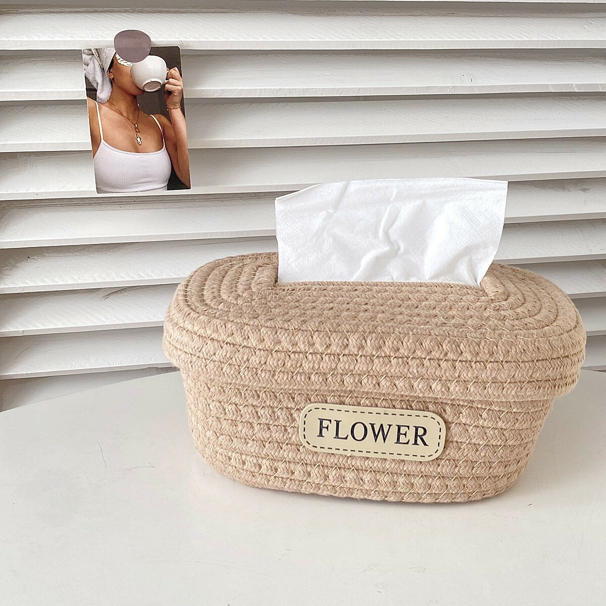 《3255》Flower棉繩加蓋立體面紙盒