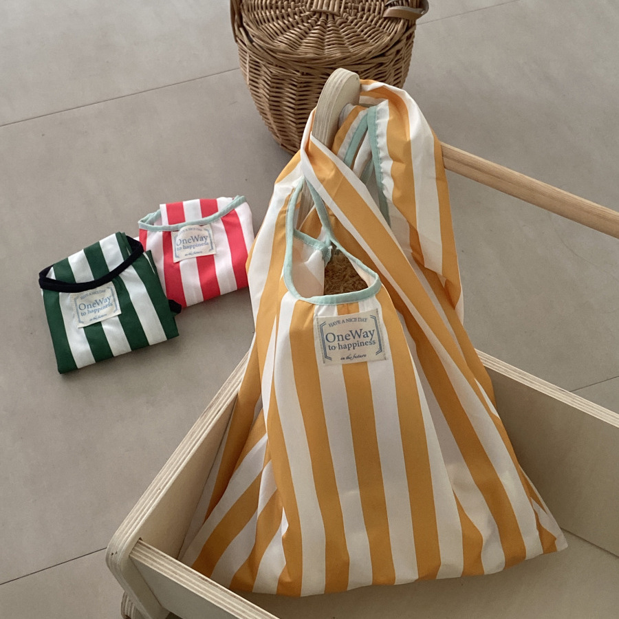 《3256》多巴胺彩色條紋字母購物環保袋