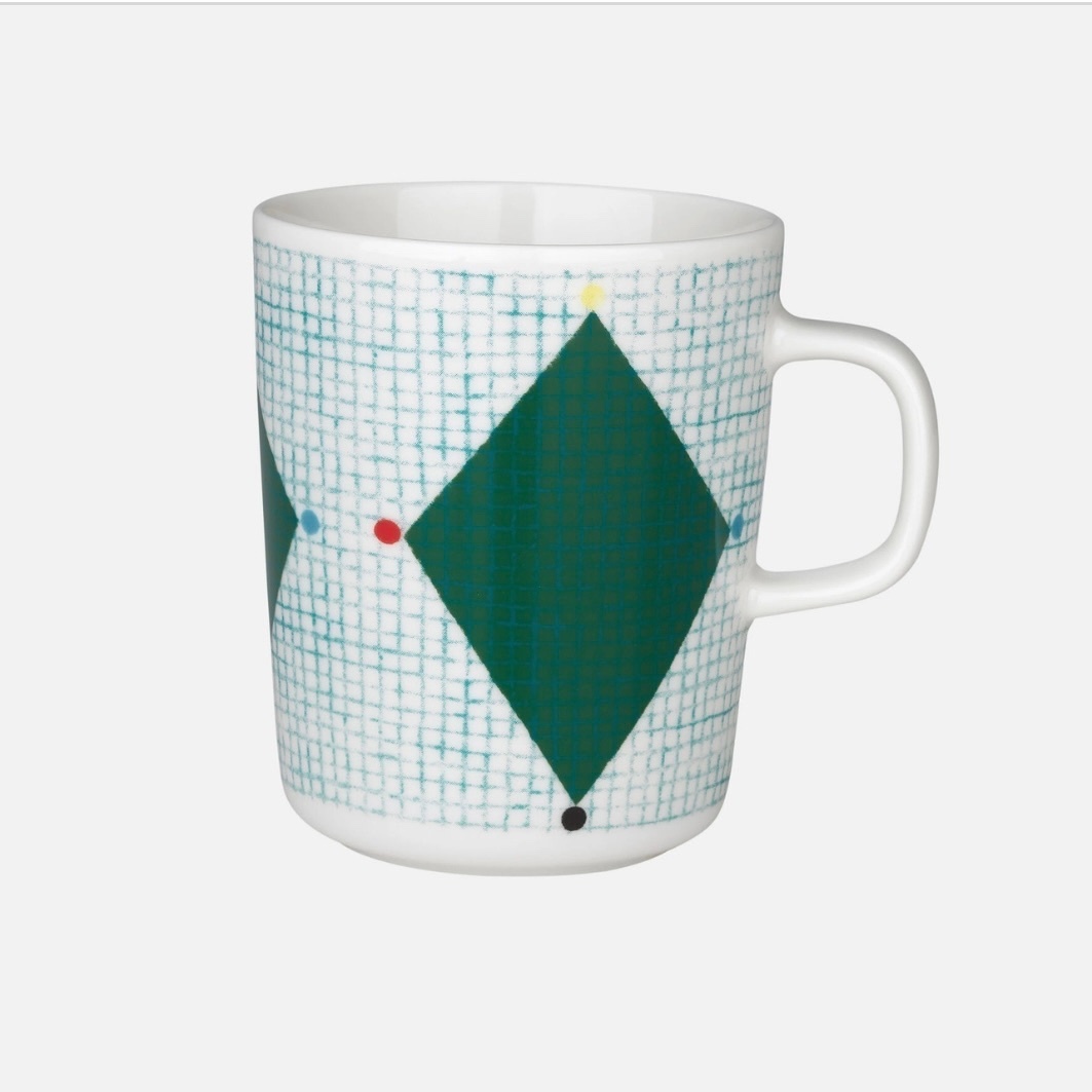 Marimekko Oiva / Losagne (green tweed pattern) Mug
