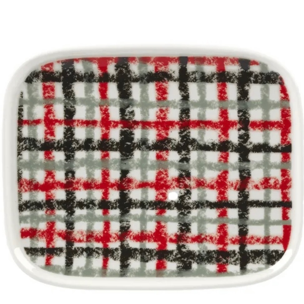 Marimekko 黑紅tweed pattern 長方碟