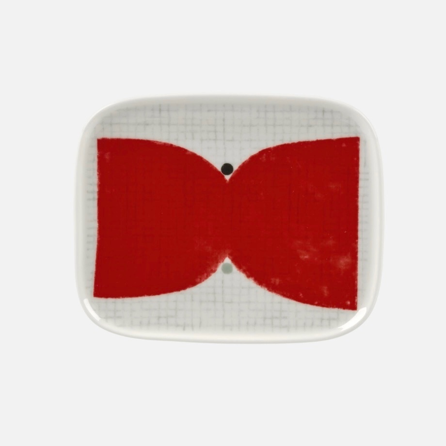 Mariemkko 紅蝴蝶tweed pattern 長方碟
