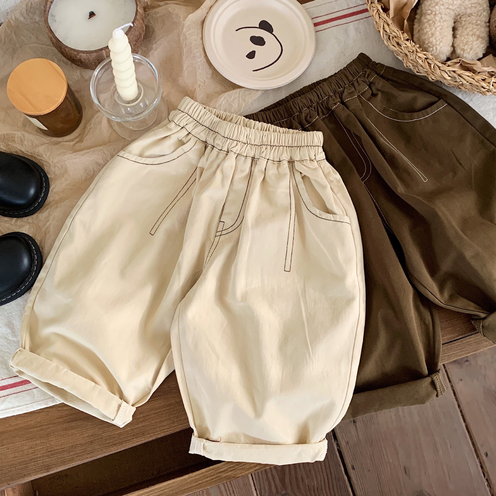 車縫線休閒長褲