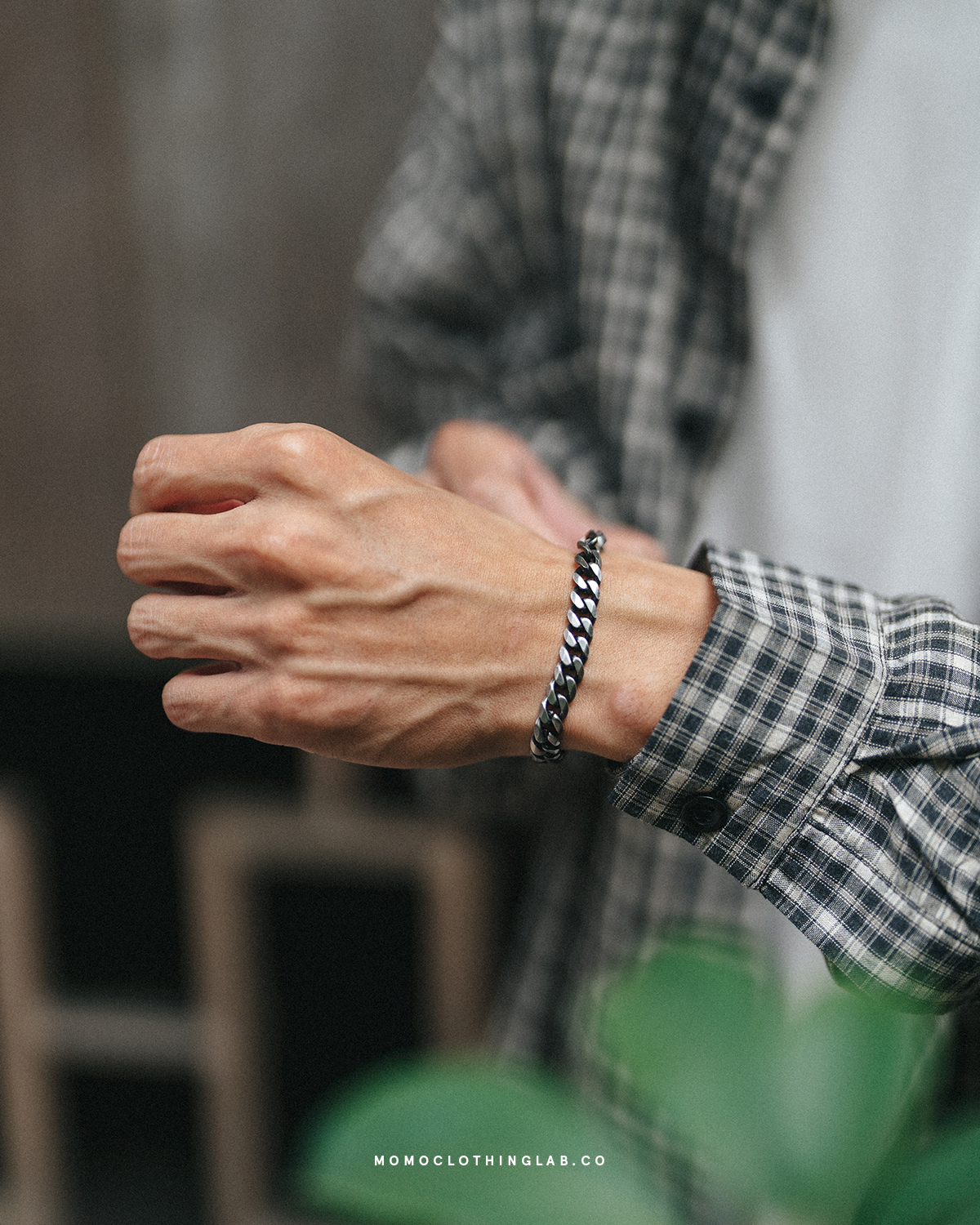 #現貨 (ACCB102) 正韓鋼手鍊 復古霧黑古巴手鍊