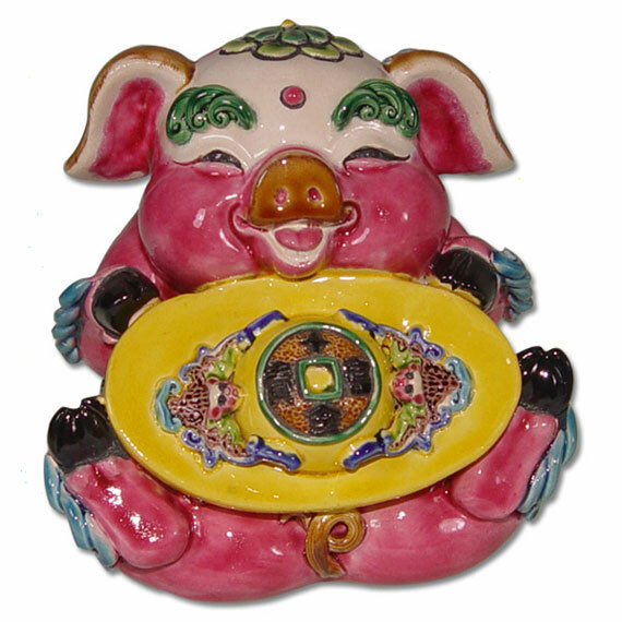 交趾陶擺飾｜豬賜福氣 元寶豬 大