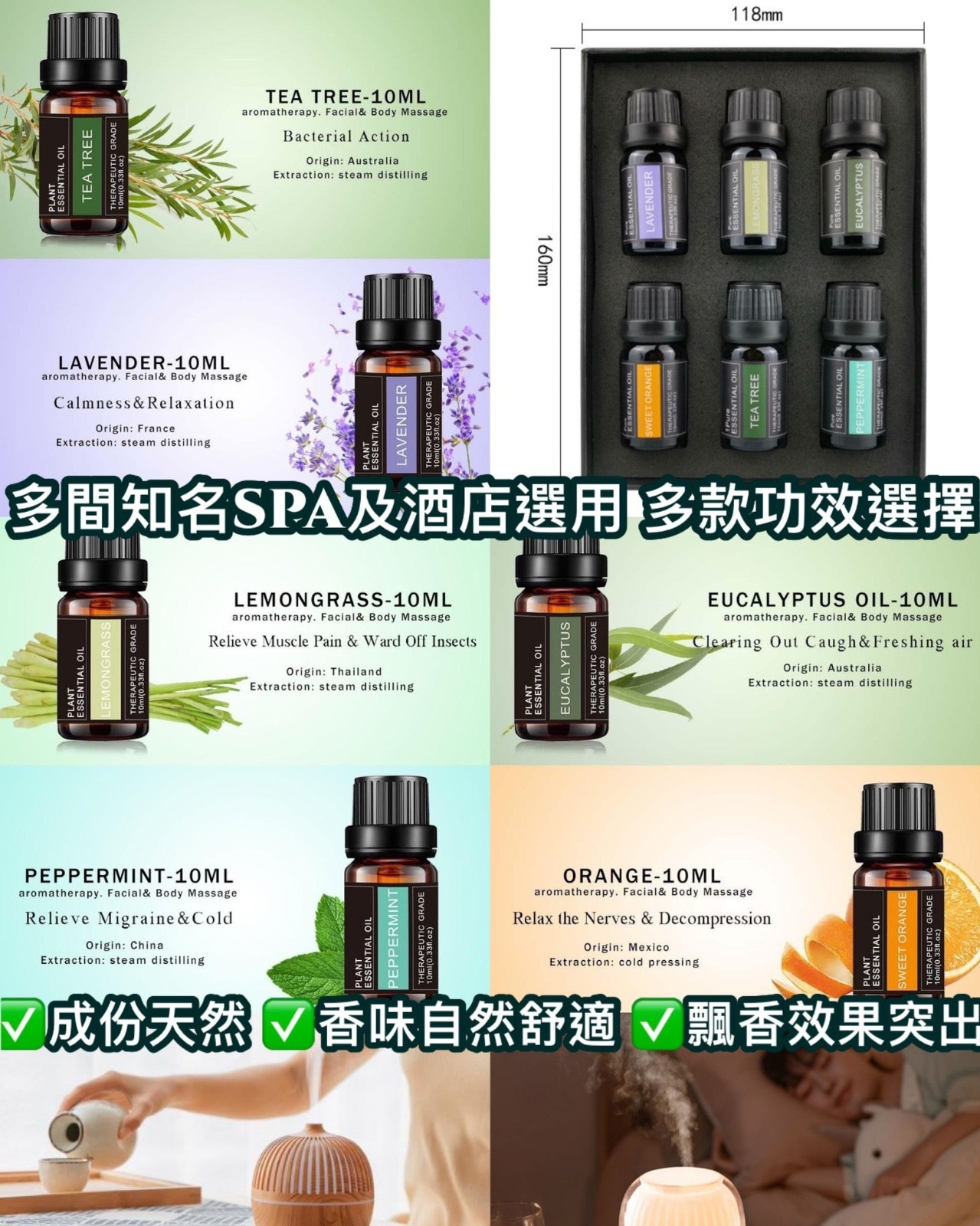 歐美熱銷香薰精油套裝10ml×6