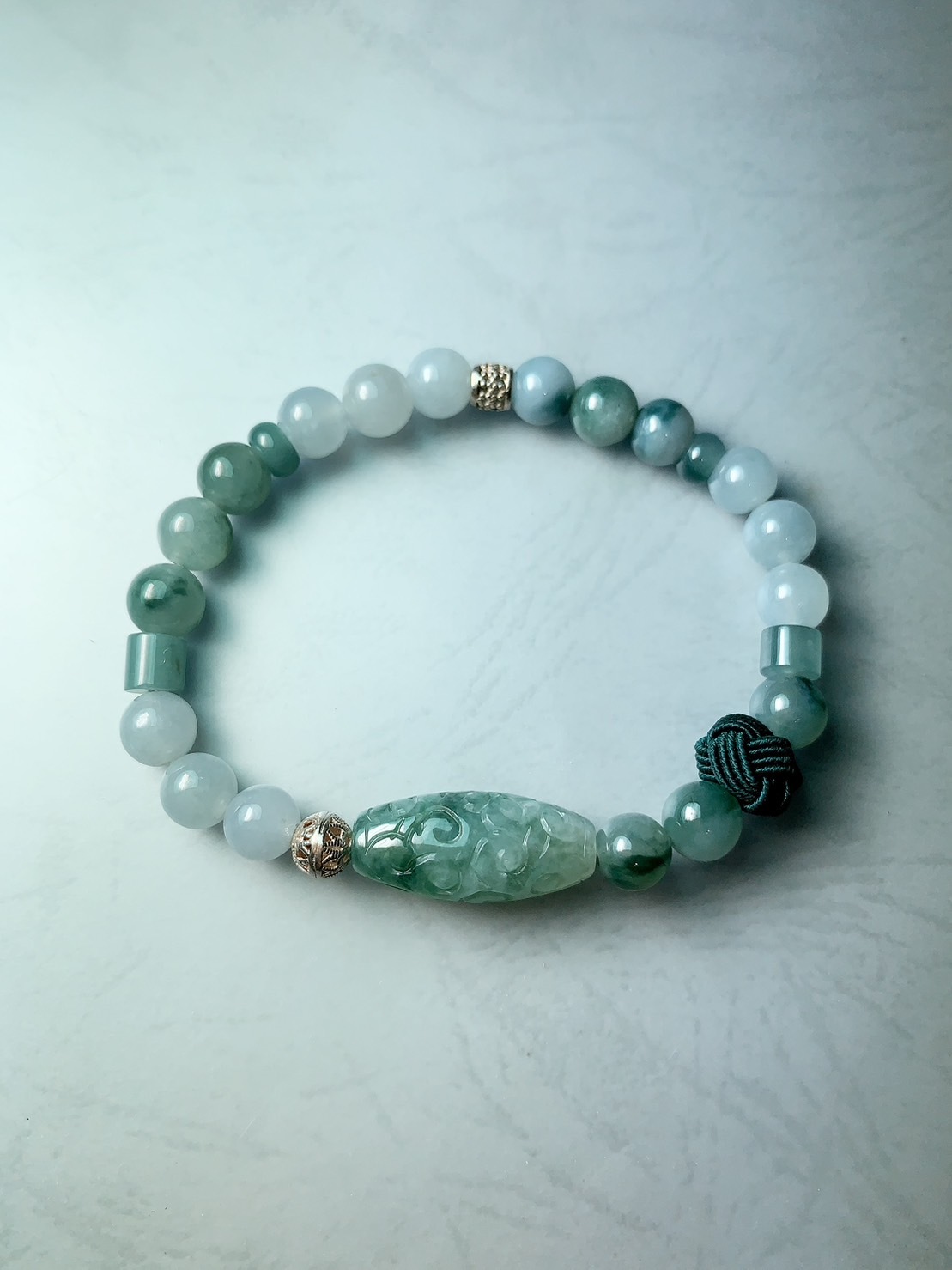結緣丨藍綠色系翡翠設計手鍊