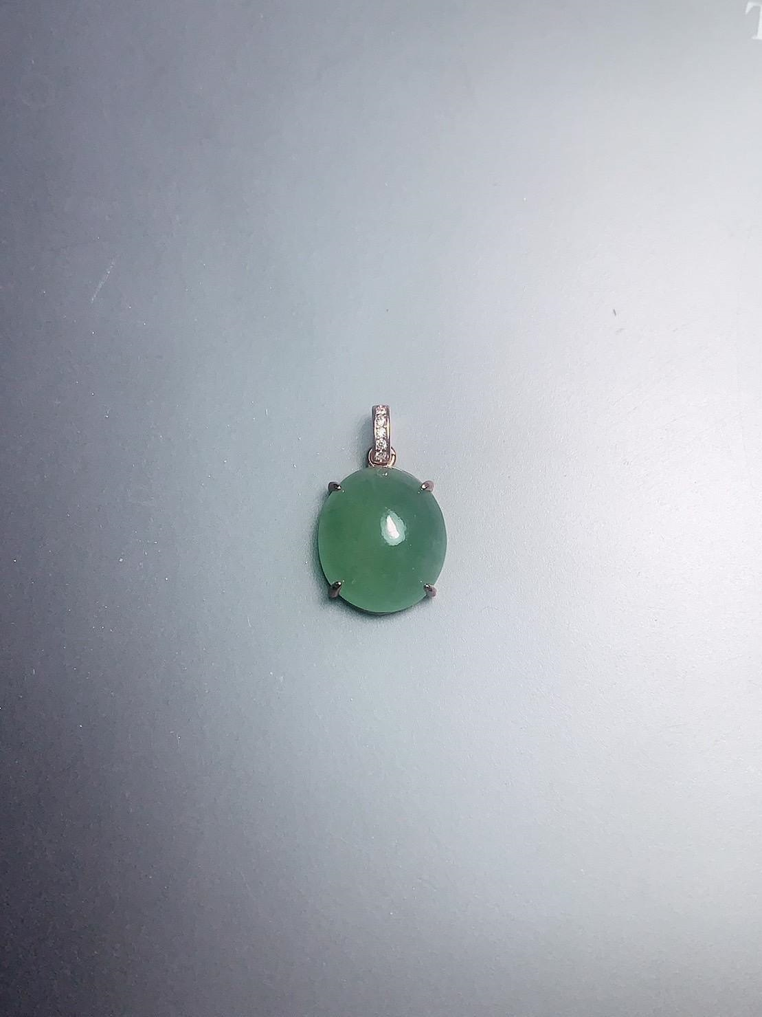 冰果綠大項鍊墜子 02丨銀黃K金扣頭