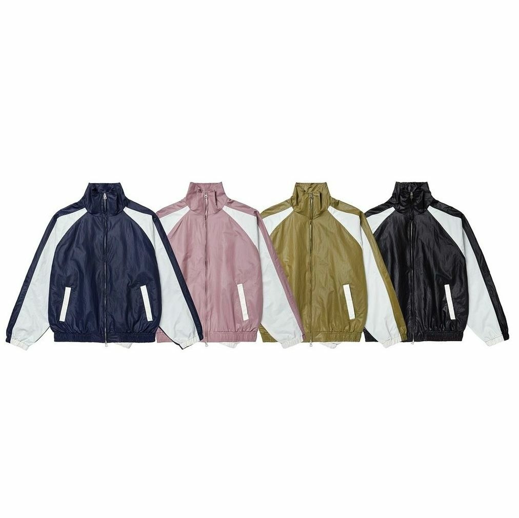 拼色企領拉鍊外套 HAMEL-007JK