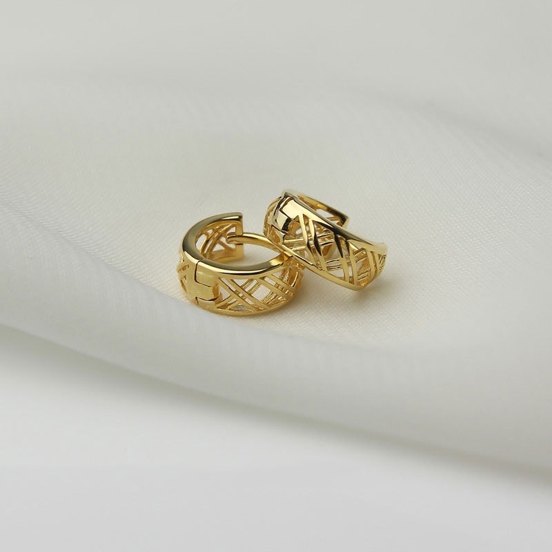 金銀鏤空編織網耳扣釘