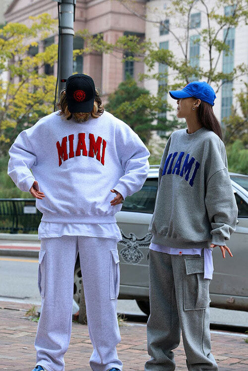 MIAMI毛圈紗拉絨運動衫大學T