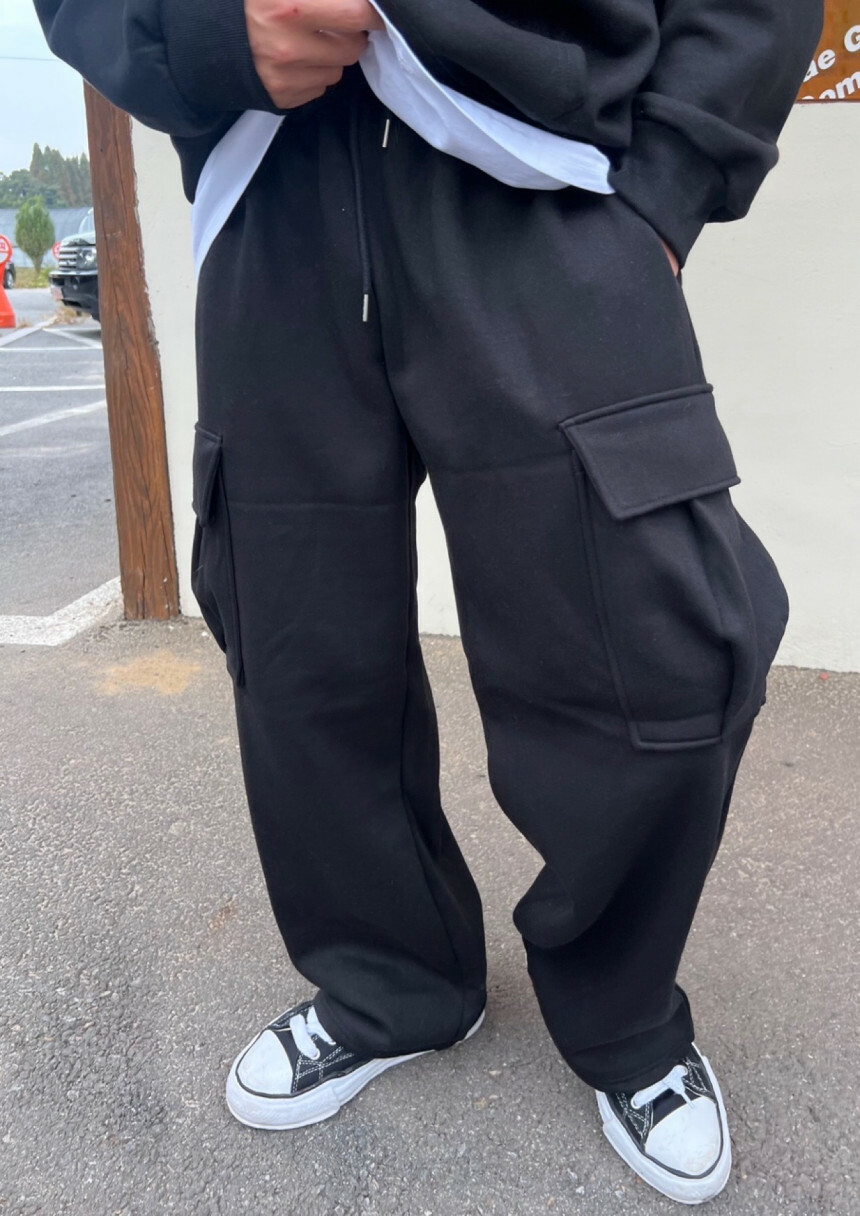 大工裝寬鬆拉絨運動褲