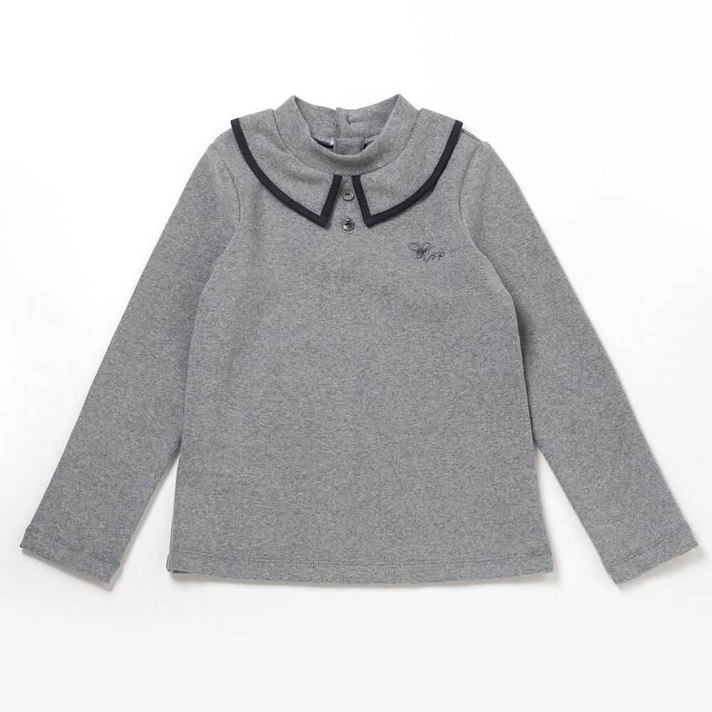 PIPPY 學院風圓形領百搭上衣 米、粉、麻灰