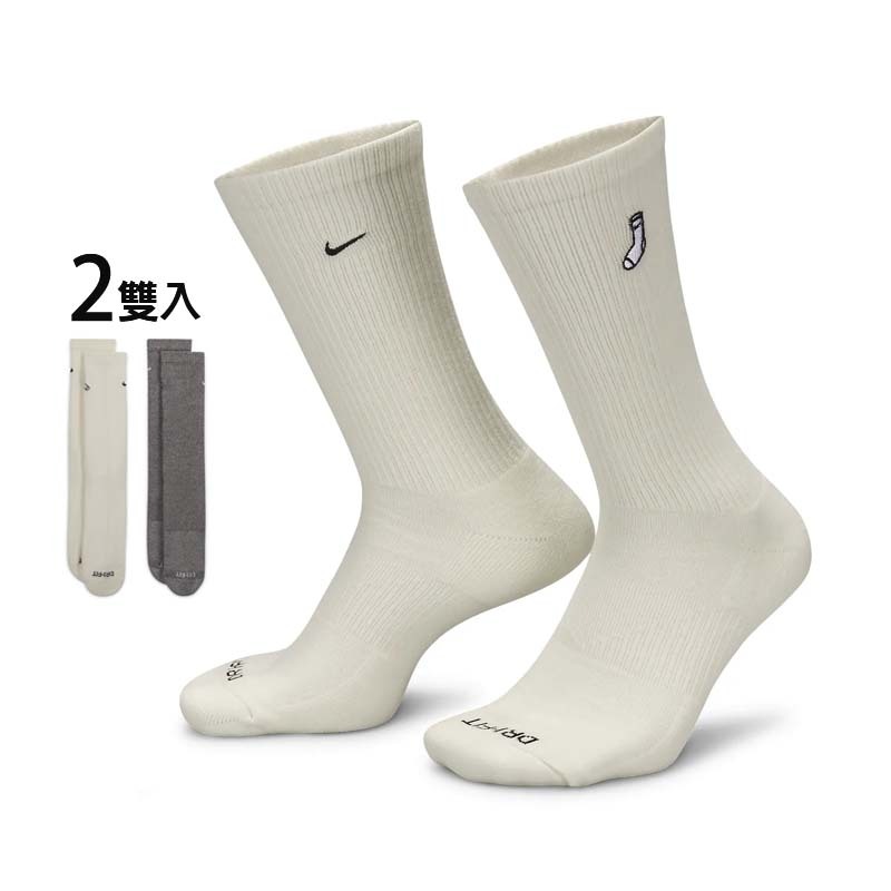 [2雙一組] Nike Everyday Plus 緩震中筒襪 小襪標 襪子 米+灰 男女款 FB5709-900 [台灣現貨]