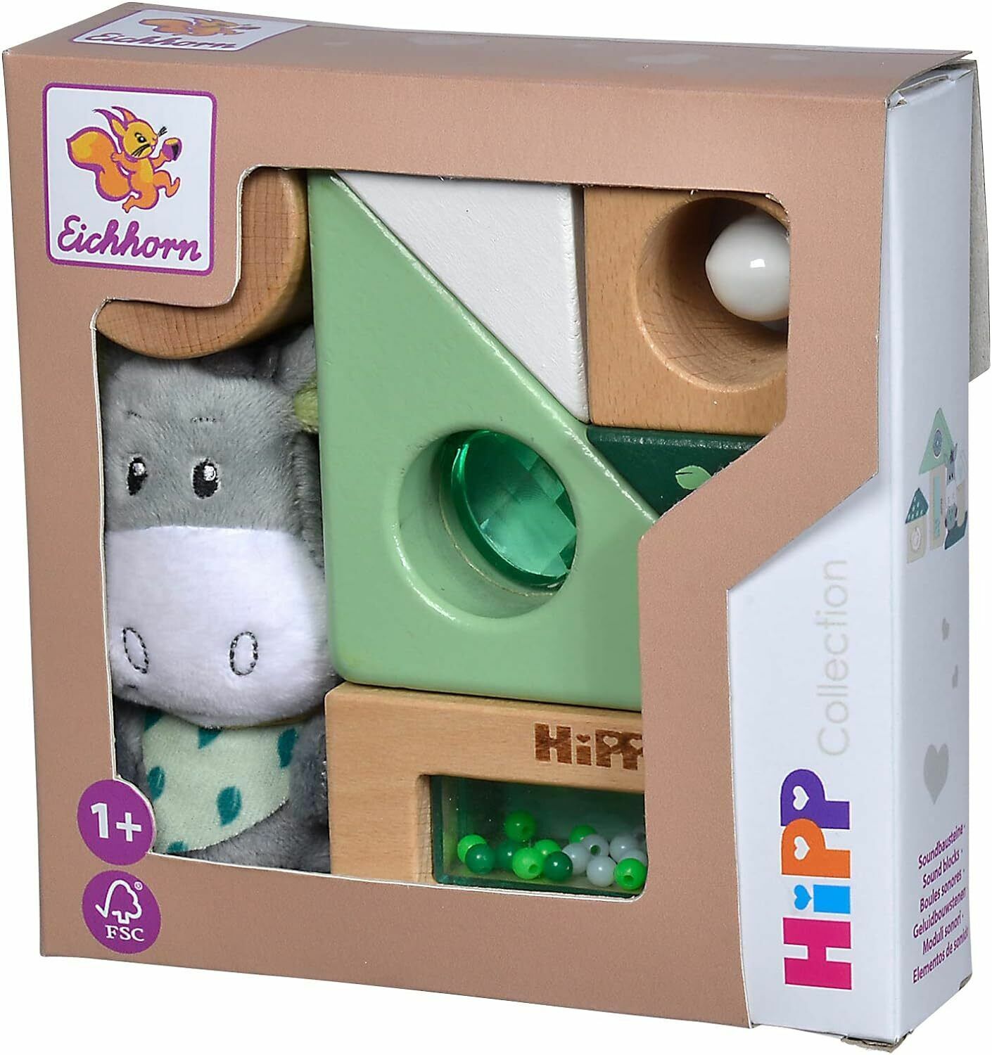 《 德國Eichhorn x HiPP喜寶聯名 》 木製音塊積木附小驢玩偶