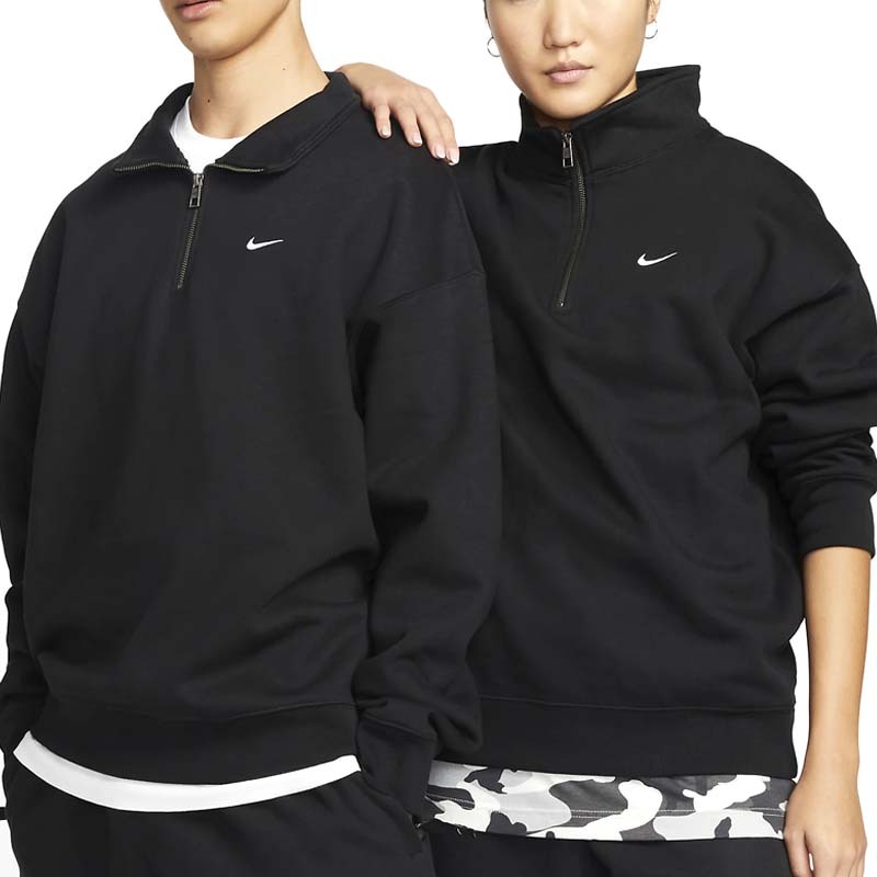 Nike Solo Swoosh 1/4 拉鍊上衣 黑 長袖T  男女款 DQ5210-010 [台灣現貨]