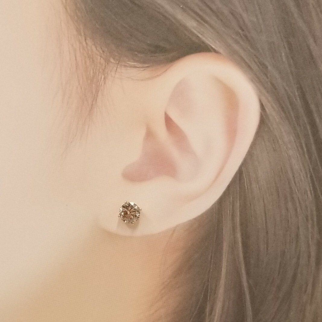 全新18K玫瑰金【主石1卡81份咖啡鑽】耳環