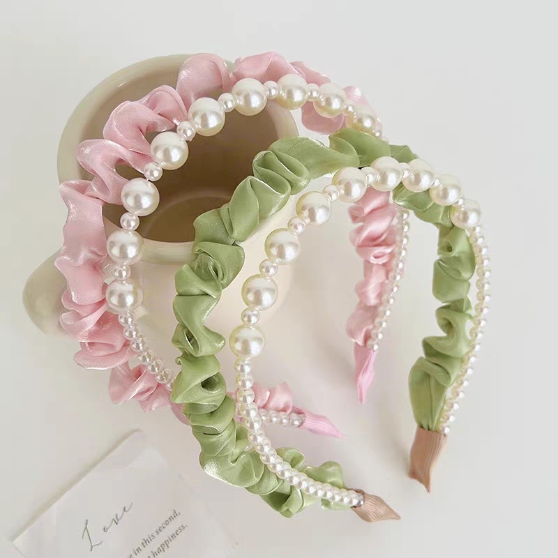 2-in-1 Pleated Pearl Headband