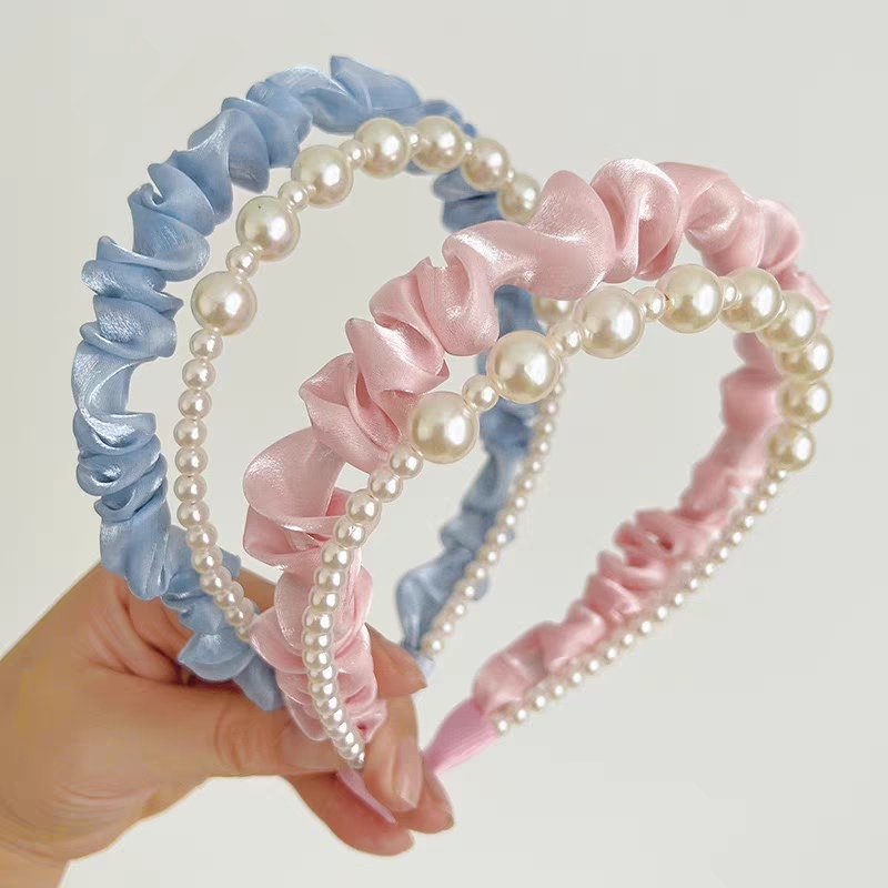 2-in-1 Pleated Pearl Headband