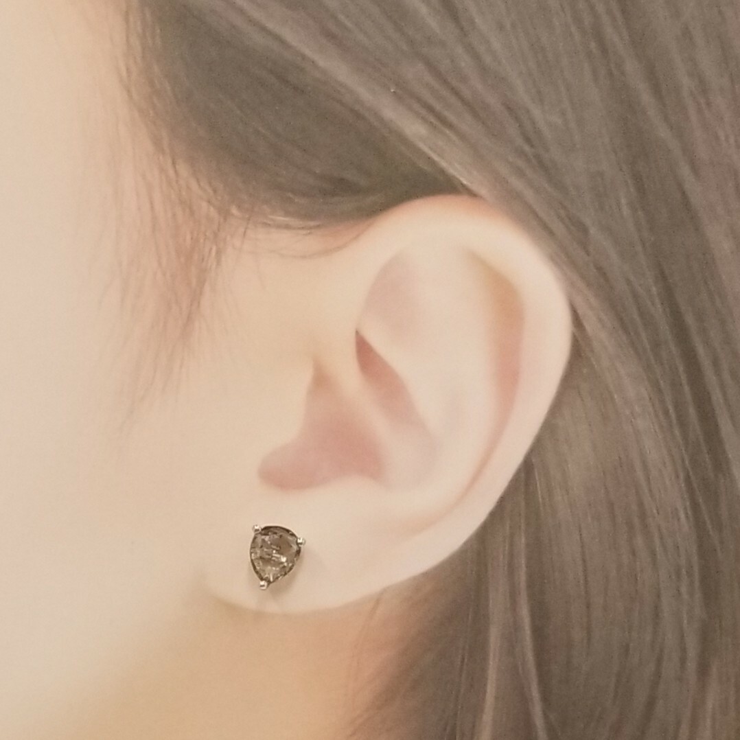 全新18K白金【主石74份咖啡彩鑽】單耳環