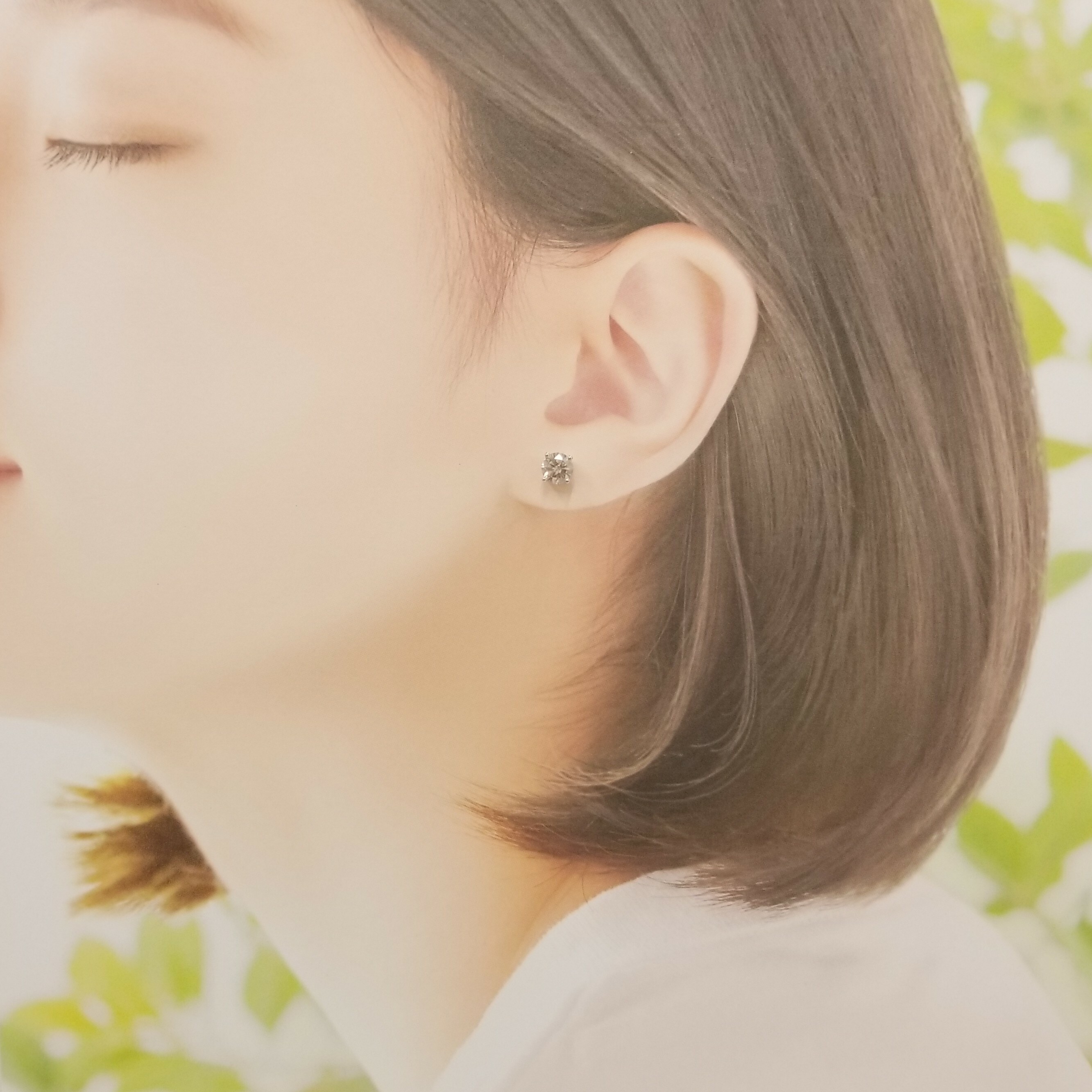 全新18K白金【主石1卡48份鑽石】4爪耳環