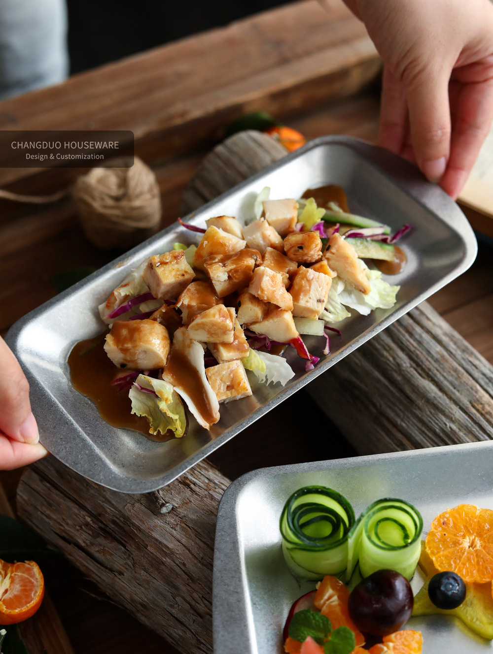 《3261》日式仿舊復古不鏽鋼托盤雜物收納盤