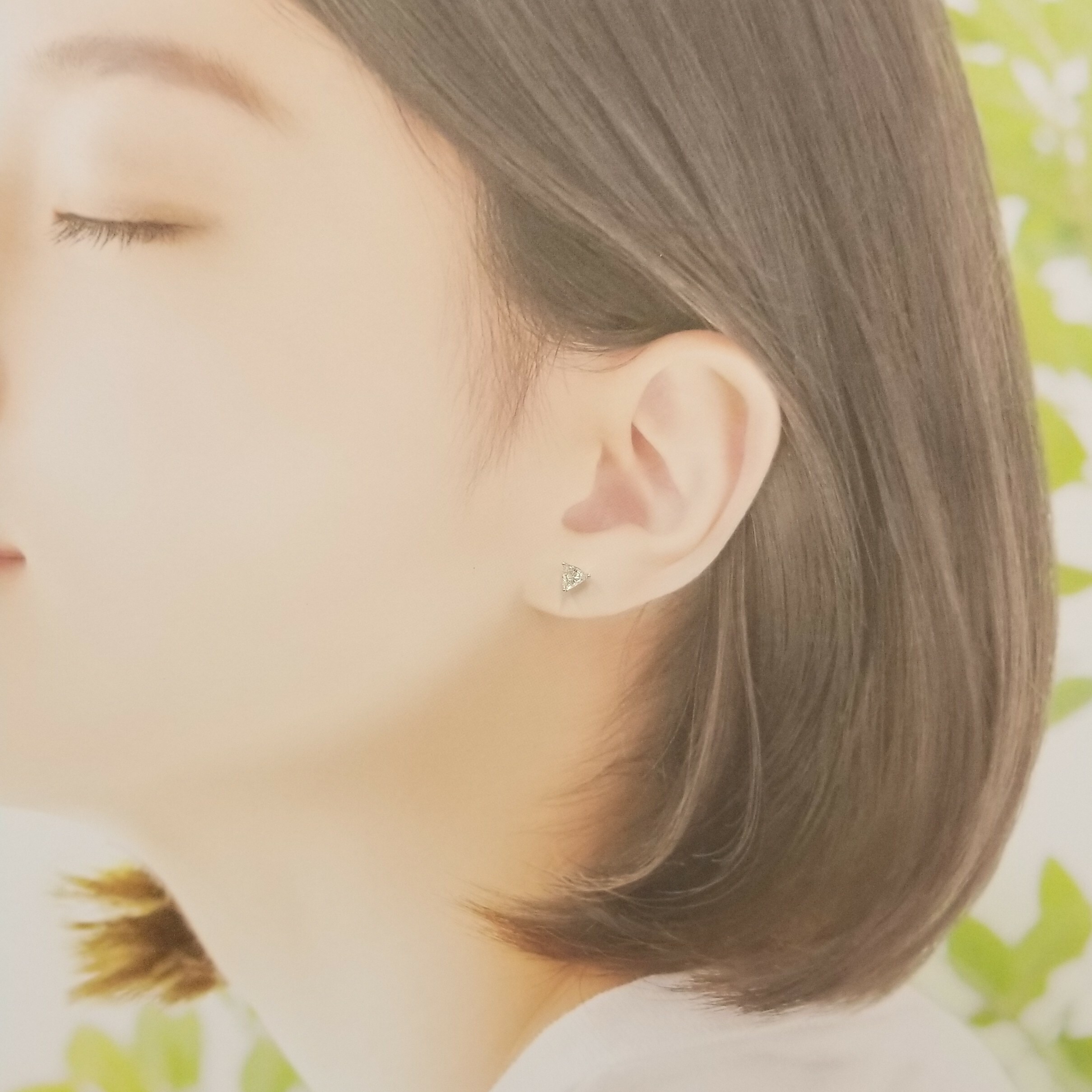 全新18K白金【主石61份三角鑽石】耳環