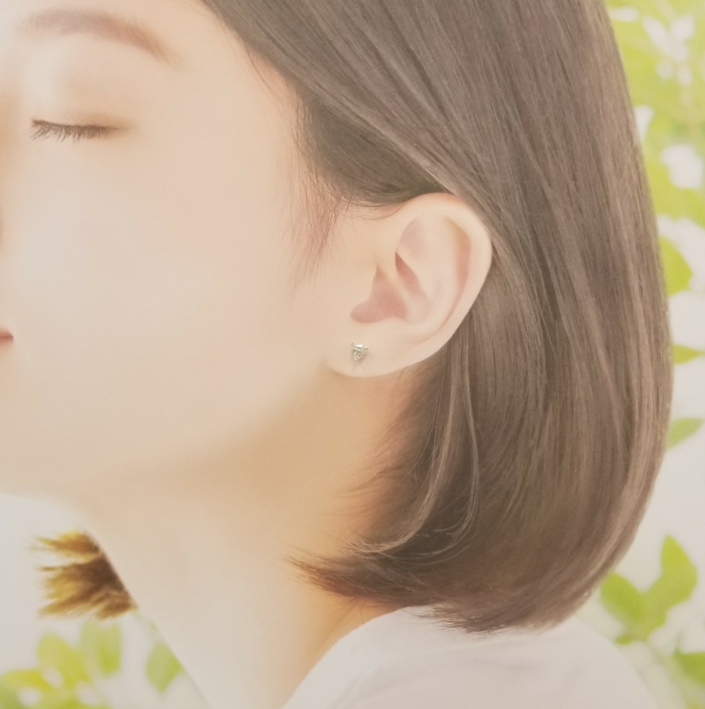 全新18K白金【主石44份三角鑽石】耳環