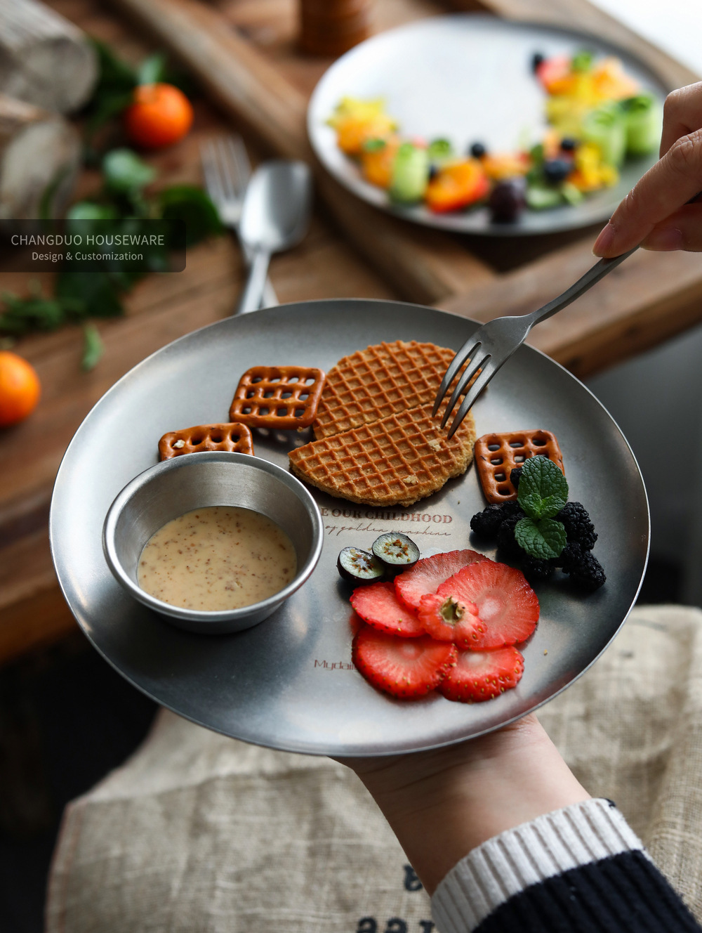 《3262》日式仿舊復古圓形不鏽鋼托盤雜物收納盤